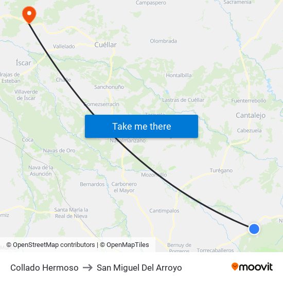 Collado Hermoso to San Miguel Del Arroyo map