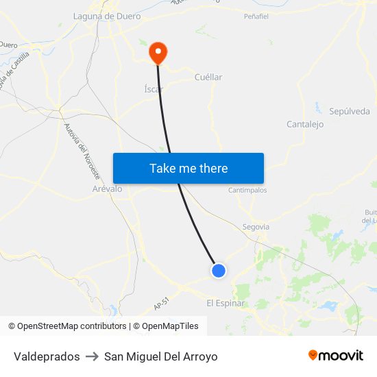 Valdeprados to San Miguel Del Arroyo map