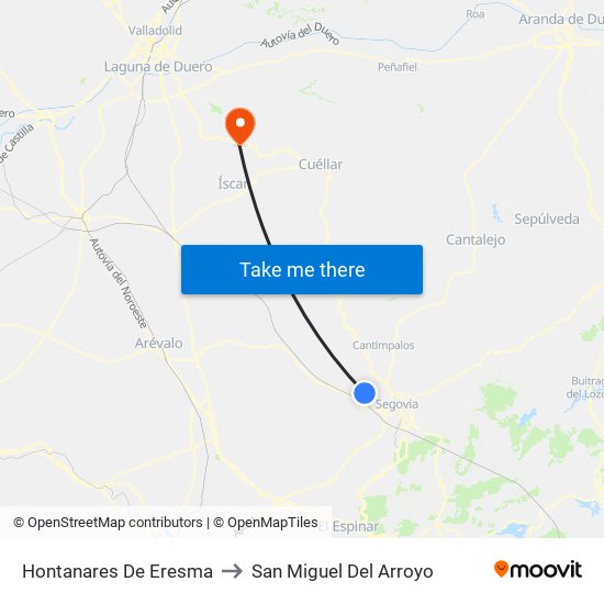 Hontanares De Eresma to San Miguel Del Arroyo map