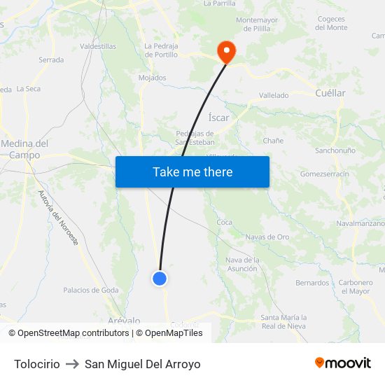 Tolocirio to San Miguel Del Arroyo map
