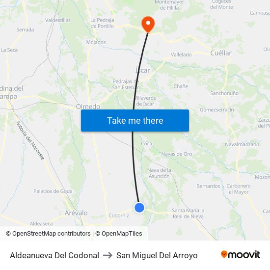 Aldeanueva Del Codonal to San Miguel Del Arroyo map