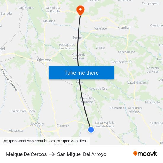 Melque De Cercos to San Miguel Del Arroyo map