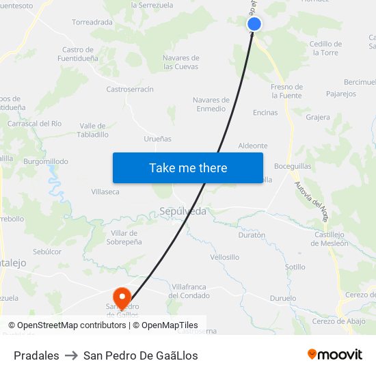 Pradales to San Pedro De Gaã­Llos map