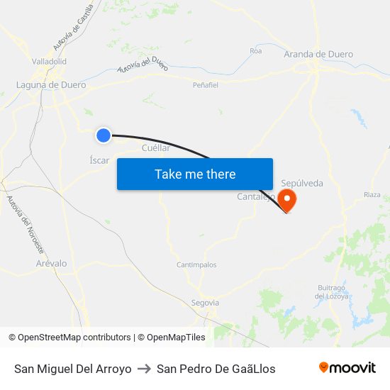 San Miguel Del Arroyo to San Pedro De Gaã­Llos map