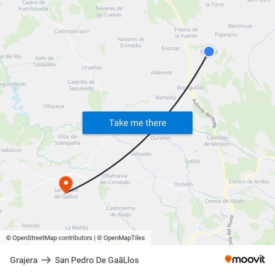 Grajera to San Pedro De Gaã­Llos map