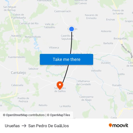 Urueñas to San Pedro De Gaã­Llos map