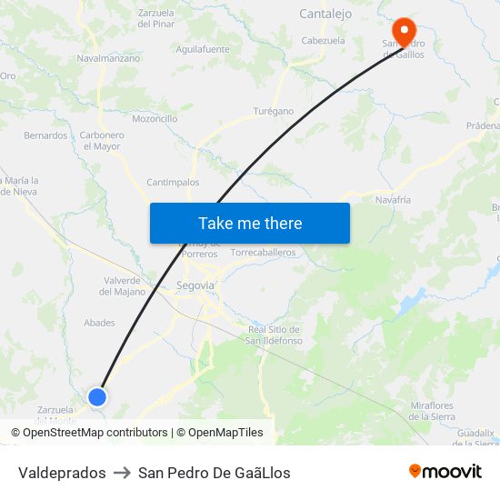 Valdeprados to San Pedro De Gaã­Llos map