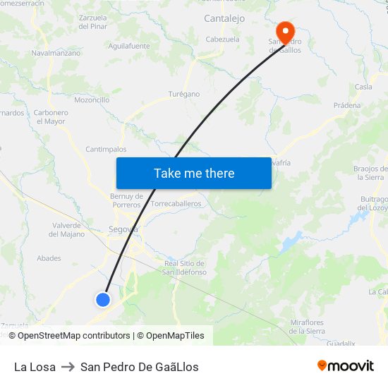 La Losa to San Pedro De Gaã­Llos map