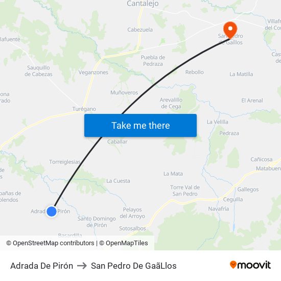 Adrada De Pirón to San Pedro De Gaã­Llos map