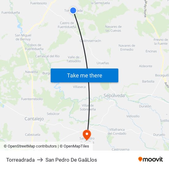 Torreadrada to San Pedro De Gaã­Llos map