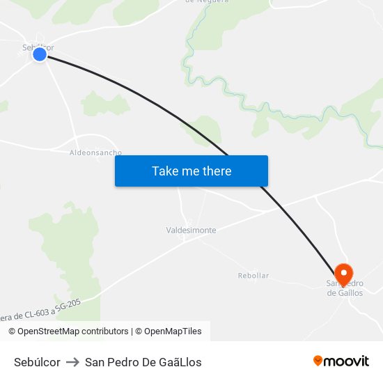 Sebúlcor to San Pedro De Gaã­Llos map