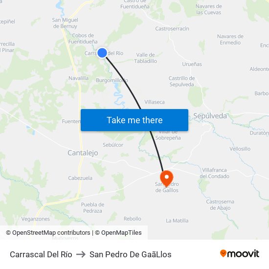 Carrascal Del Río to San Pedro De Gaã­Llos map