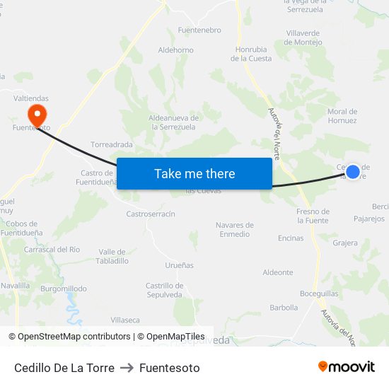 Cedillo De La Torre to Fuentesoto map