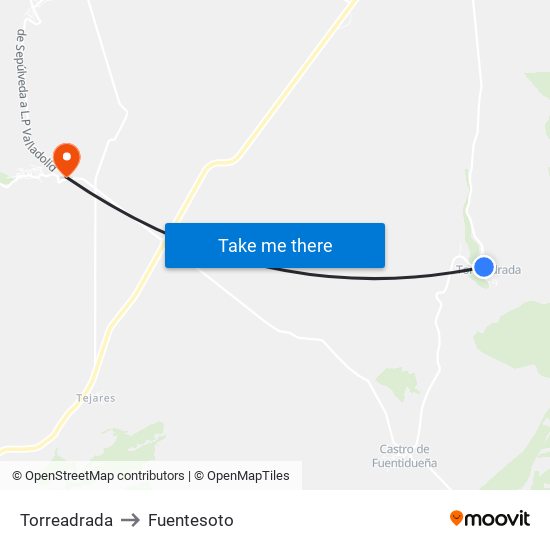 Torreadrada to Fuentesoto map