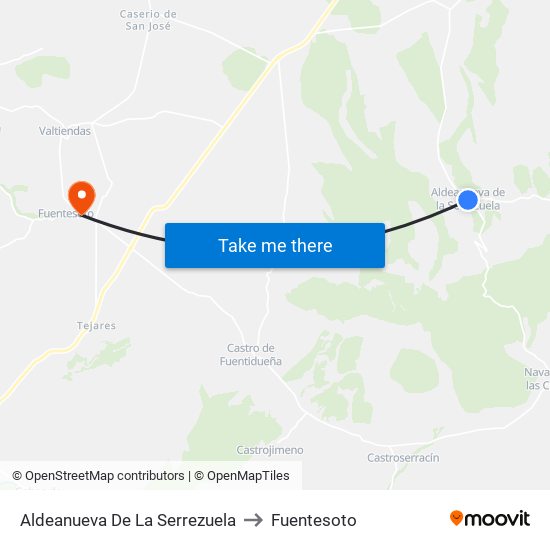 Aldeanueva De La Serrezuela to Fuentesoto map