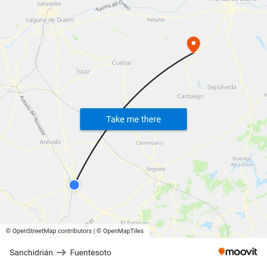 Sanchidrián to Fuentesoto map