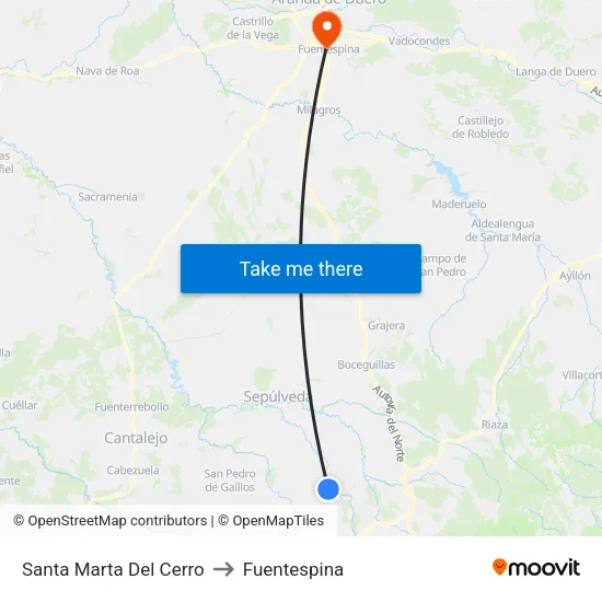 Santa Marta Del Cerro to Fuentespina map