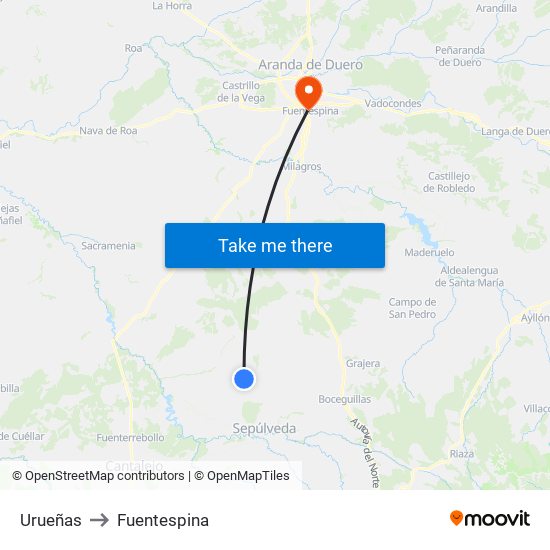 Urueñas to Fuentespina map