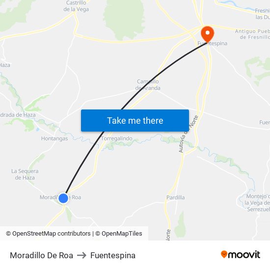 Moradillo De Roa to Fuentespina map