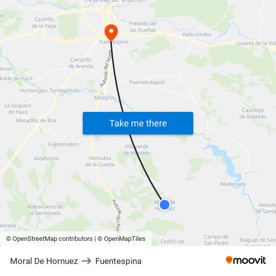 Moral De Hornuez to Fuentespina map