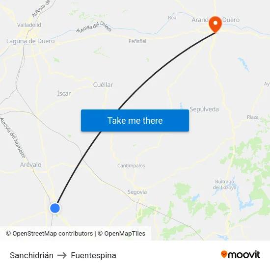 Sanchidrián to Fuentespina map