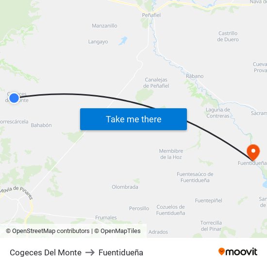 Cogeces Del Monte to Fuentidueña map