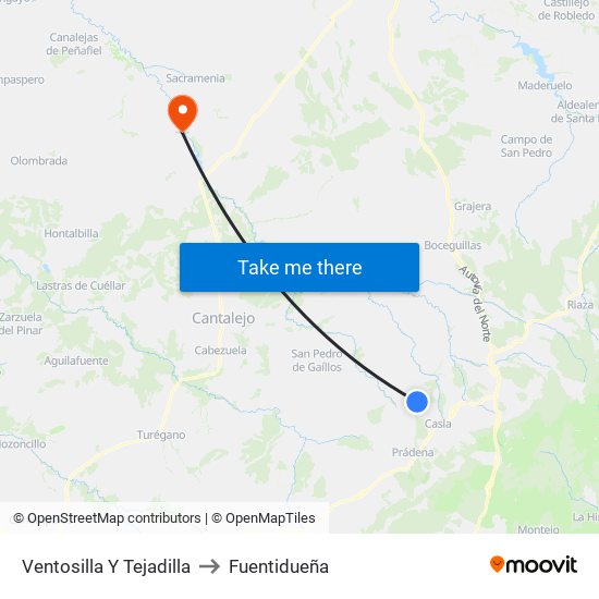 Ventosilla Y Tejadilla to Fuentidueña map