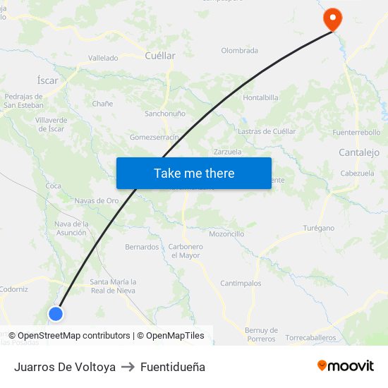 Juarros De Voltoya to Fuentidueña map