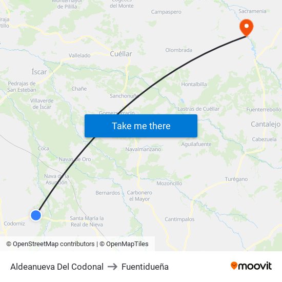 Aldeanueva Del Codonal to Fuentidueña map