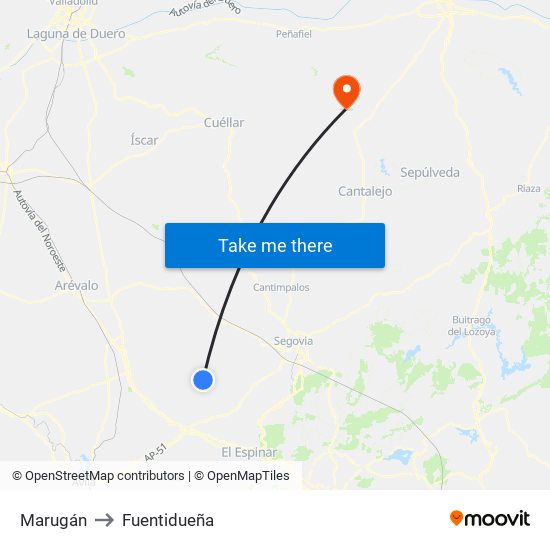 Marugán to Fuentidueña map