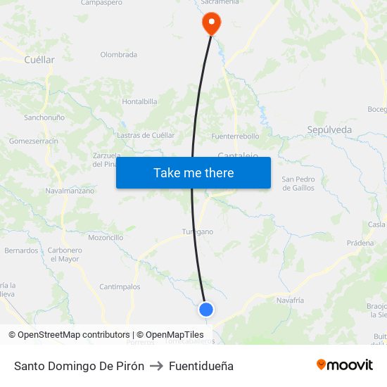 Santo Domingo De Pirón to Fuentidueña map