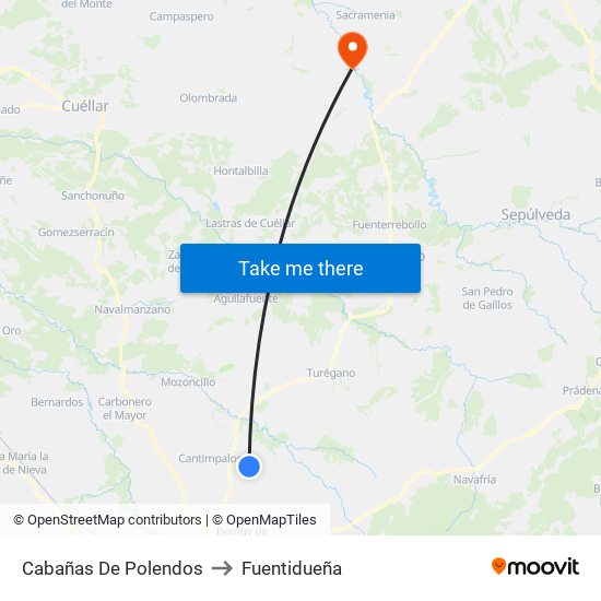 Cabañas De Polendos to Fuentidueña map