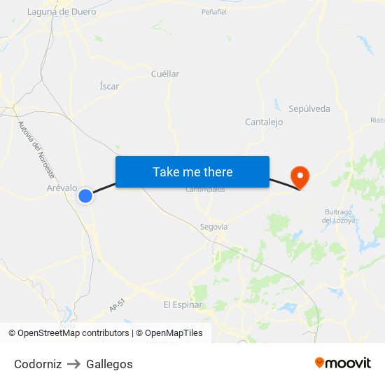 Codorniz to Gallegos map