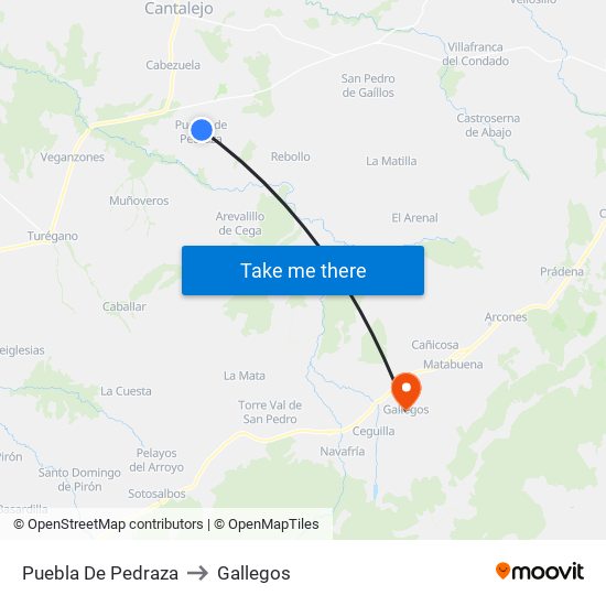Puebla De Pedraza to Gallegos map