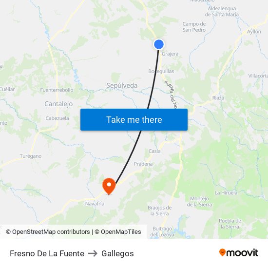 Fresno De La Fuente to Gallegos map