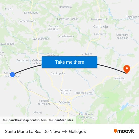 Santa María  La Real De Nieva to Gallegos map