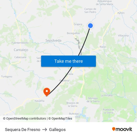 Sequera De Fresno to Gallegos map