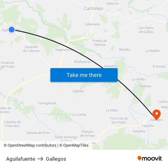 Aguilafuente to Gallegos map
