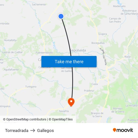 Torreadrada to Gallegos map