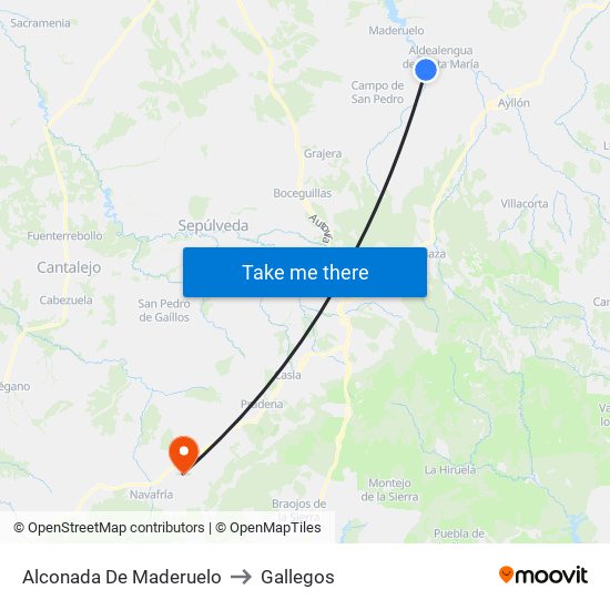 Alconada De Maderuelo to Gallegos map