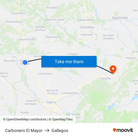 Carbonero El Mayor to Gallegos map