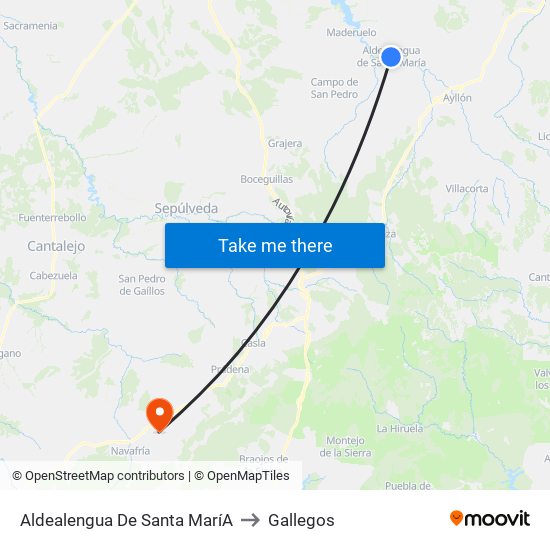 Aldealengua De Santa Marí­A to Gallegos map