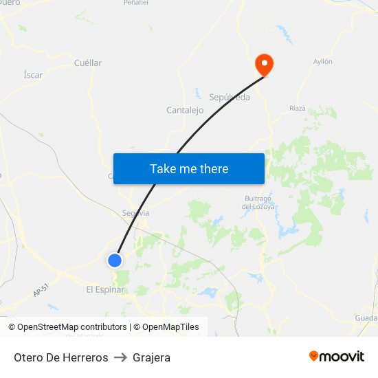 Otero De Herreros to Grajera map