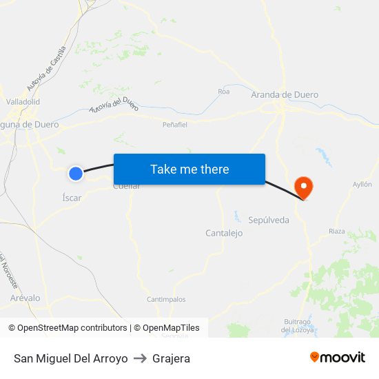 San Miguel Del Arroyo to Grajera map