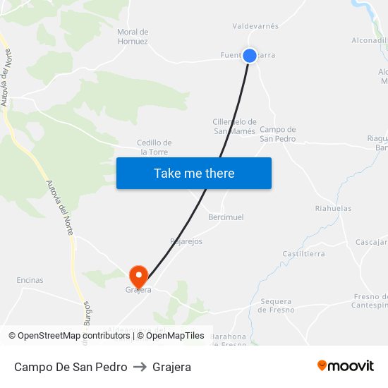 Campo De San Pedro to Grajera map