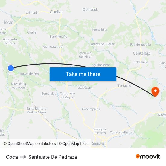 Coca to Santiuste De Pedraza map