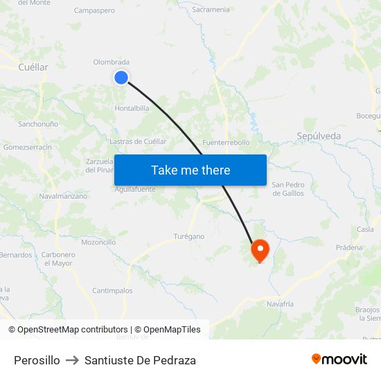 Perosillo to Santiuste De Pedraza map