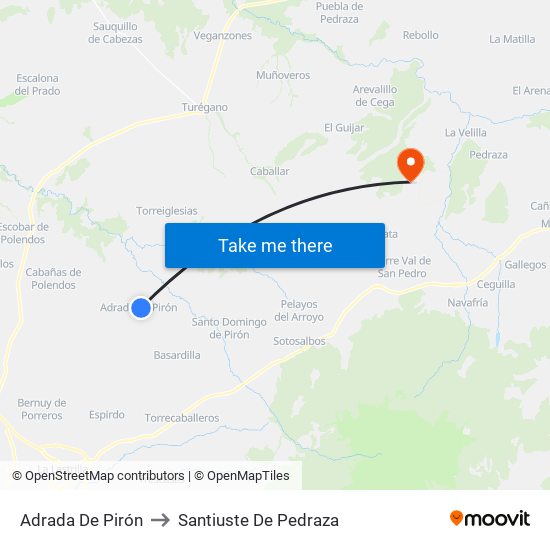 Adrada De Pirón to Santiuste De Pedraza map