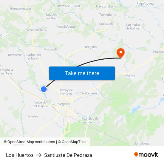 Los Huertos to Santiuste De Pedraza map