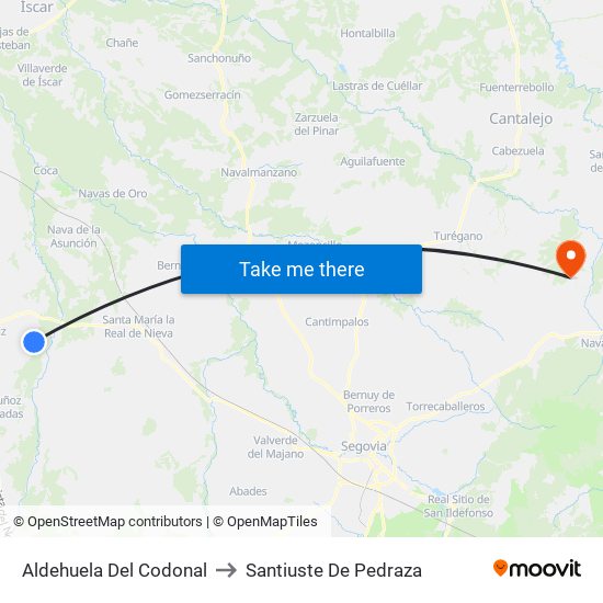 Aldehuela Del Codonal to Santiuste De Pedraza map